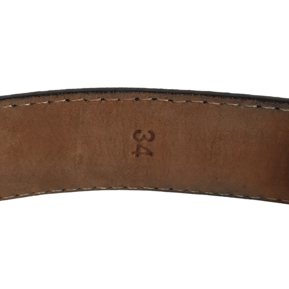 W. KLEINBERG Tobacco Brown Double Loop Leather Belt Nickel Black Edging USA 34 - Picture 8 of 8
